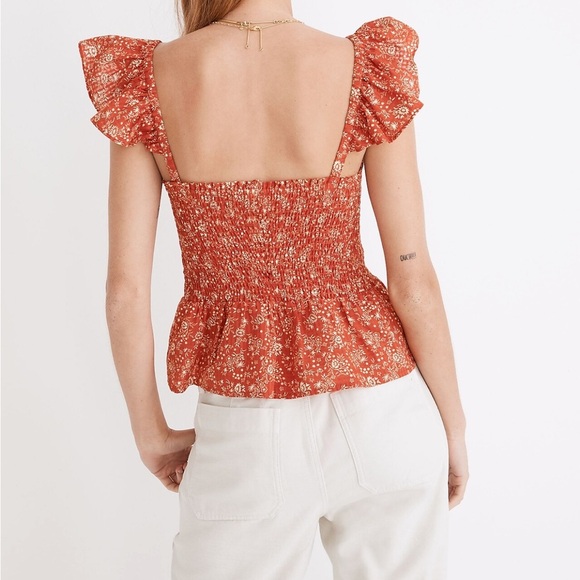 Madewell Lucie Smocked Peplum Top in Piazza Floral - Picture 2 of 5